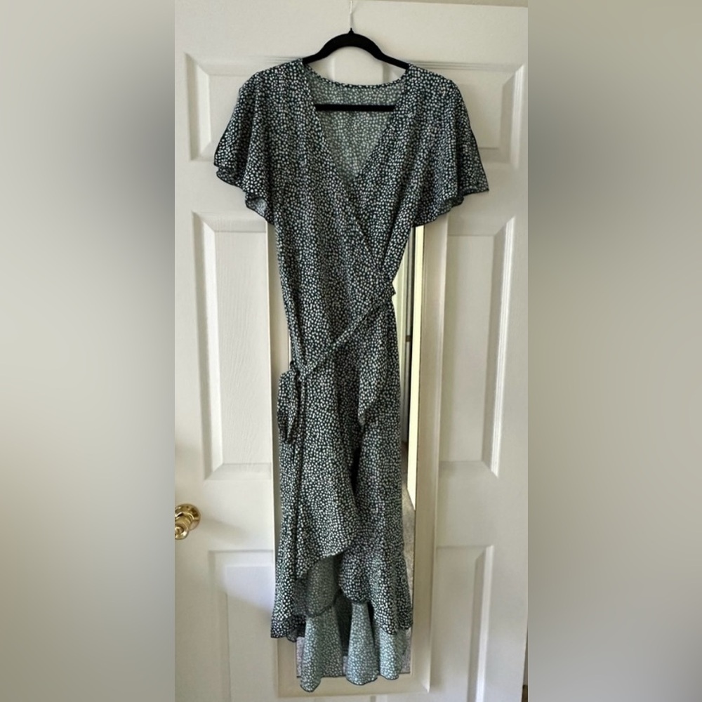 Elegant Black and White Wrap Dress